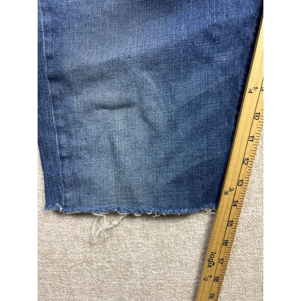 True Religion Mens Blue Denim Cut Off Shorts Size 36 Straight Flap Pocket USA